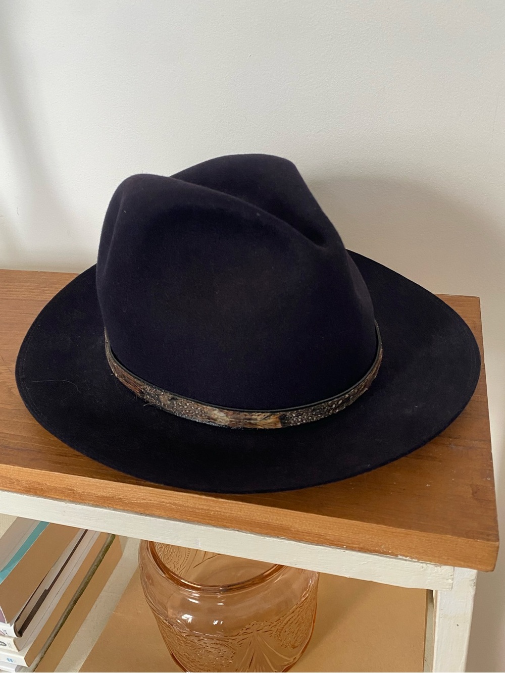 Vintage 1960s Bobby Lee Royal Navy Blue Fur Felt Fedora Hat - Size 7 1/4